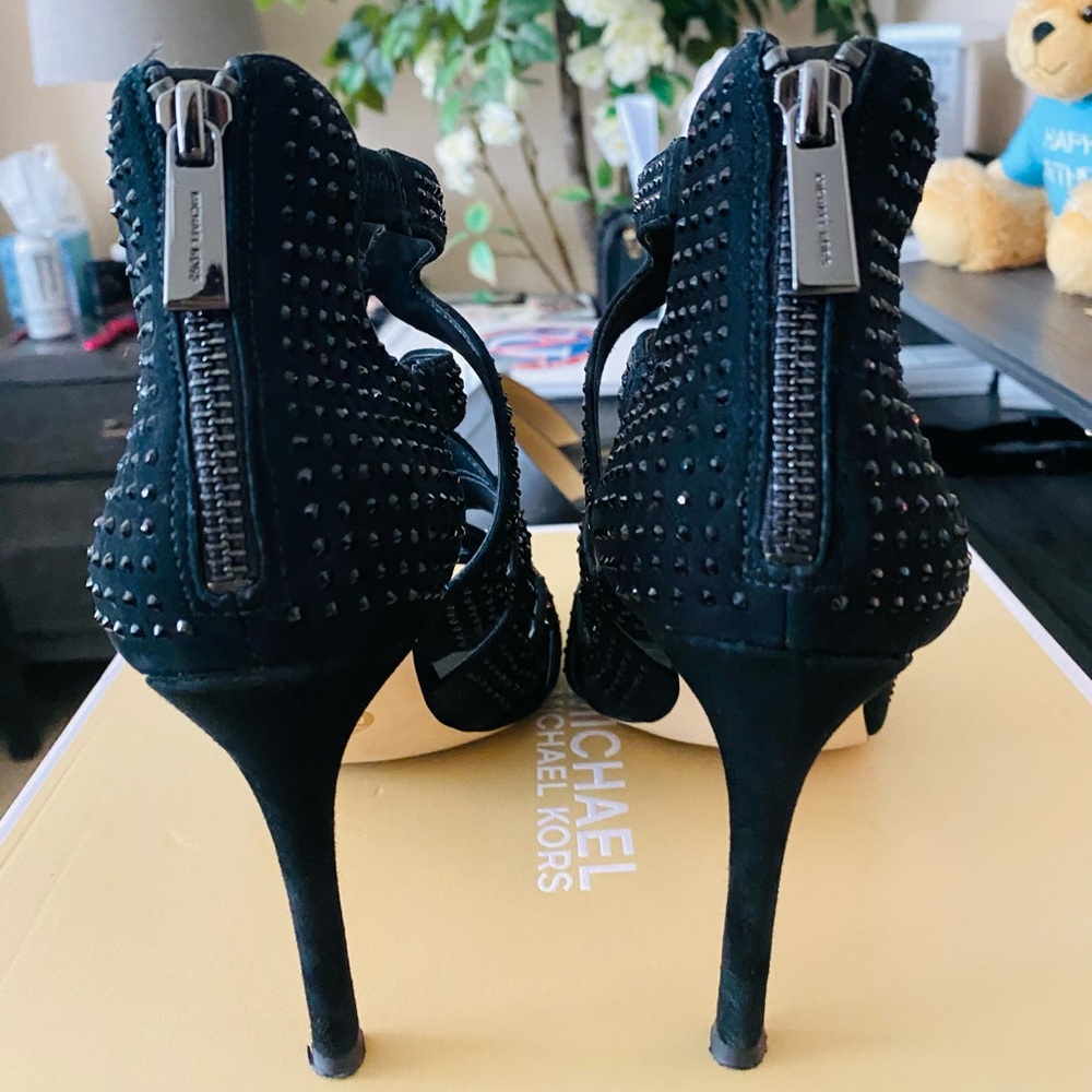 Michael Kors Annalee Embellished Suede Sandal